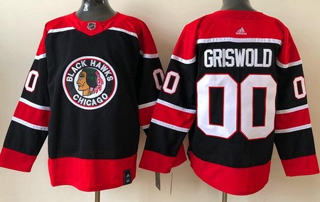 Men's Chicago Blackhawks #00 Clark Griswold Black 2021 Reverse Retro Authentic Jersey