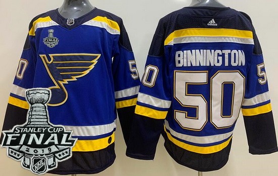 Women's St Louis Blues #50 Jordan Binnington Blue 2019 Stanley Cup Finals Jersey