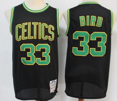 Men's Boston Celtics #33 Larry Bird Black Reload Hardwood Classics Swingman Jersey