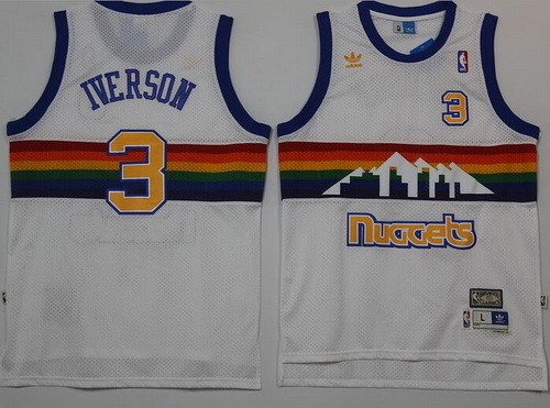 Men's Denver Nuggets #3 Ty lawson White Throwback Swingman Jersey