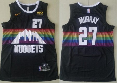Men's Denver Nuggets #27 Jamal Murray Black City Icon Sponsor Swingman Jersey