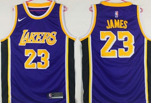 Men's Los Angeles Lakers #23 LeBron James Purple Icon 2018 Swingman Jersey