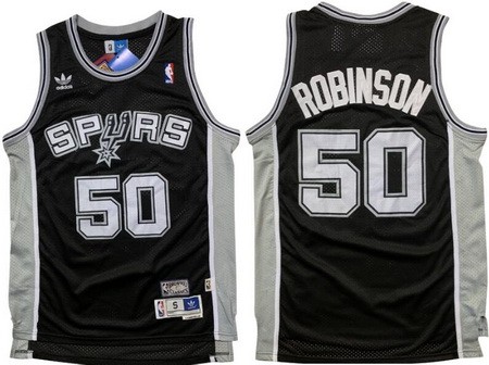 Men's San Antonio Spurs #50 David Robinson Black Throwback Swingman Jersey