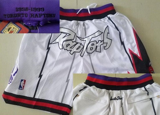 Men's Toronto Raptors White Just Don Throwback Swingman Shorts