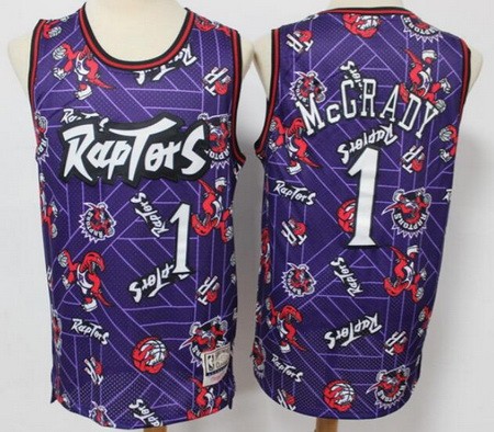Men's Toronto Raptors #1 Tracy McGrady Purple Tear Up Pack Hollywood Classic Swingman Jersey