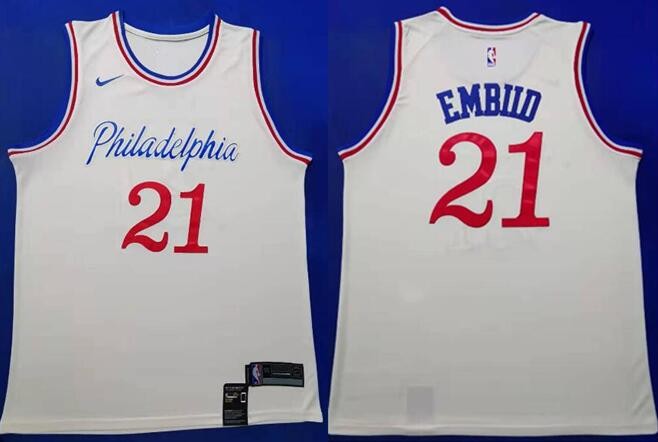 Men's Philadelphia 76ers #21 Joel Embiid Cream 2019 City Icon Swingman Jersey