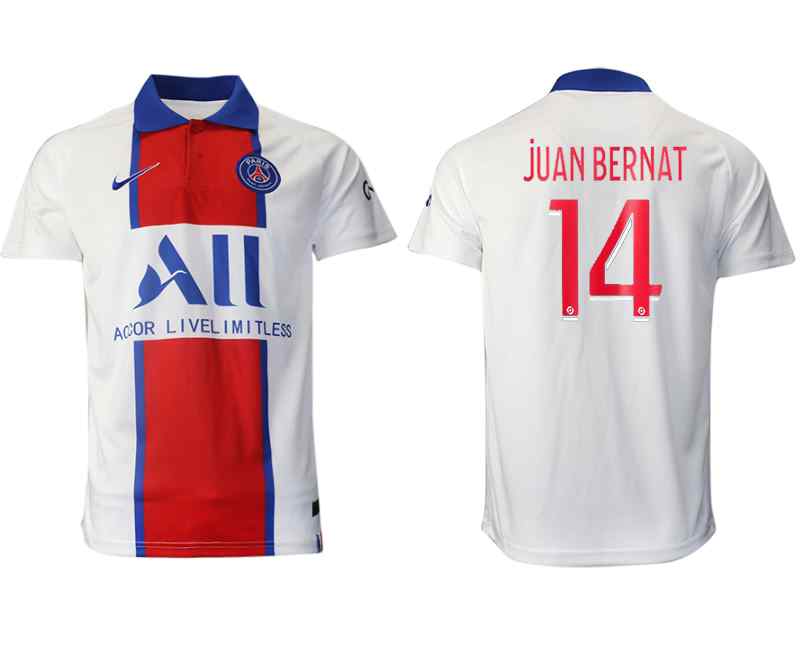 2020-21 Paris Saint Germain 14 JUAN BERNAT Away Thailand Soccer Jersey