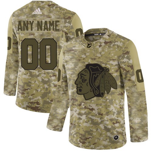 Men's Chicago Blackhawks Customized Camo Authentic Jersey