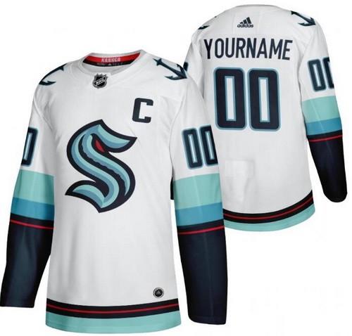 Men's Seattle Kraken Customized White Authentic Jersey