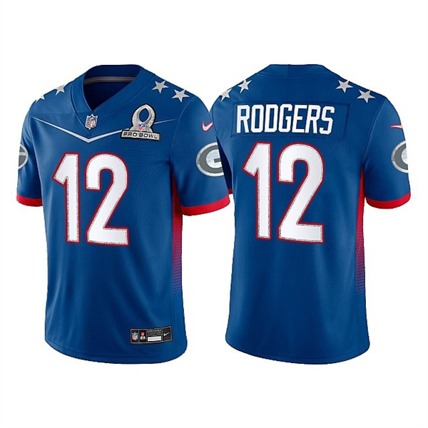 Green Bay Packers Men's #12 Aaron Rodgers 2022 Royal Pro Bowl Stitched Jersey
