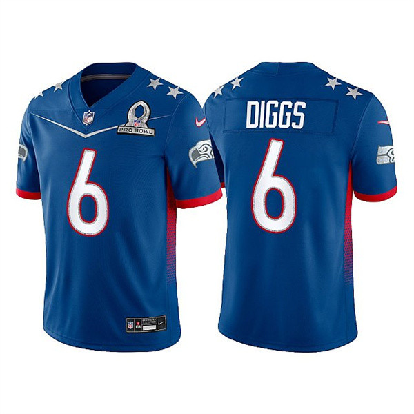 Seattle Seahawks Customized#6 Quandre Diggs 2022 Royal NFC Pro Bowl Stitched Jersey