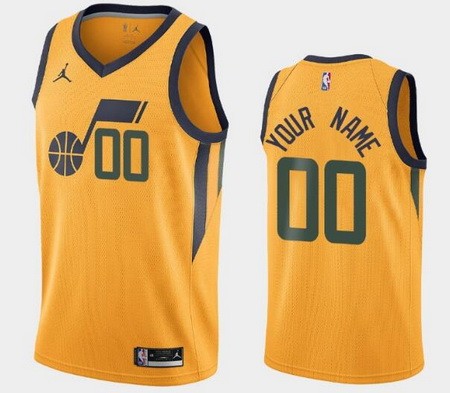 Utah Jazz Customized Yellow Stitched Swingman Jersey