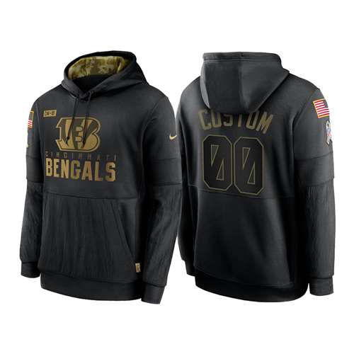 Cincinnati Bengals Customized 2020 Black Salute To Service Sideline Performance Pullover Hoodie