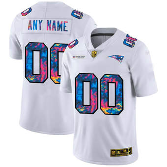 New England Patriots Customized 2020 White Crucial Catch Limited Stitched Jersey