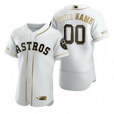 Men's Women Youth Houston Astros Customized White Gold 2020 FlexBase Jersey