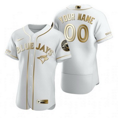Men's Women Youth  Toronto Blue Jays Customized White Gold 2020 FlexBase Jersey