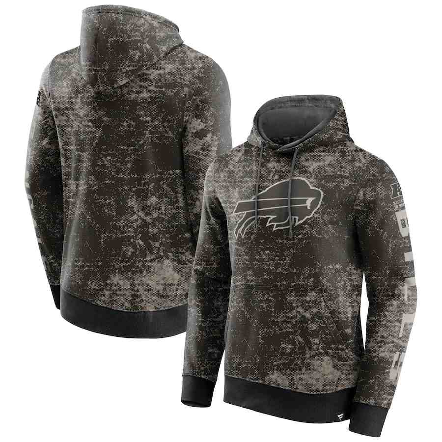 Men's Buffalo Bills BlackGray Blackout Tonal Pullover Hoodie