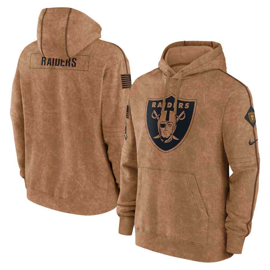 Men's Las Vegas Raiders 2023 Brown Salute To Service Pullover Hoodie