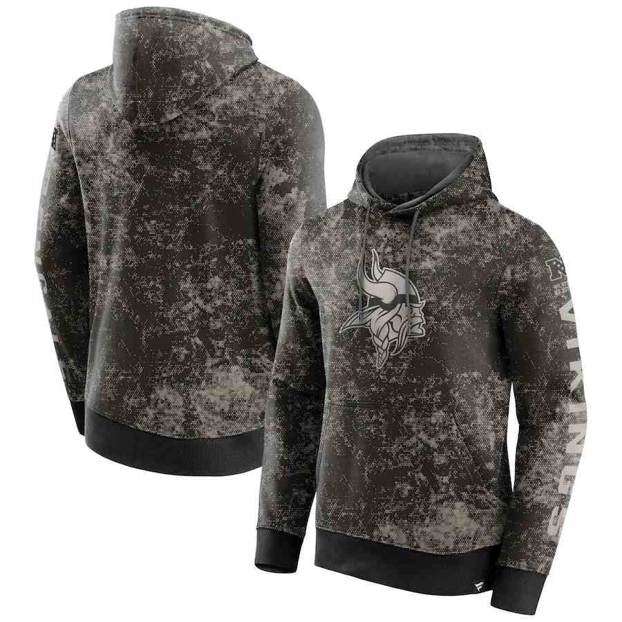 Men's Minnesota Vikings BlackGray Blackout Tonal Pullover Hoodie