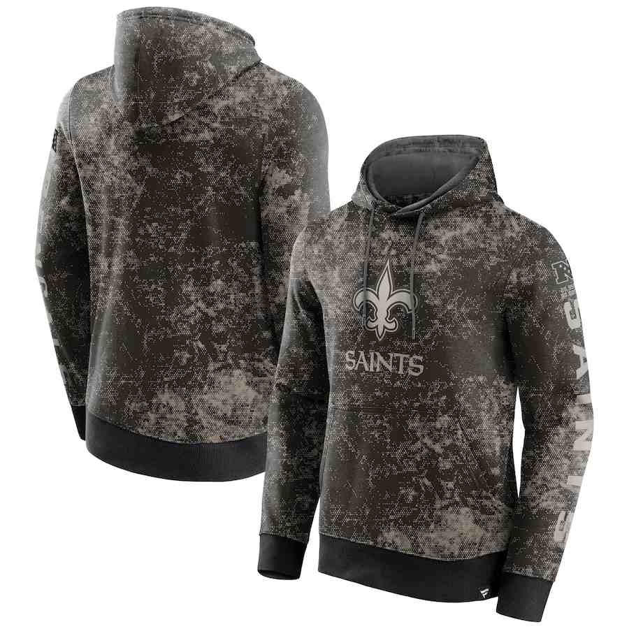 Men's New Orleans Saints BlackGray Blackout Tonal Pullover Hoodie
