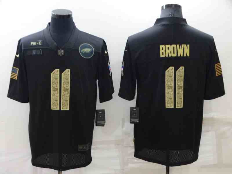Men's Philadelphia Eagles #11 Carson Wentz Black Camo 2020 Salute To Service Limited Jersey