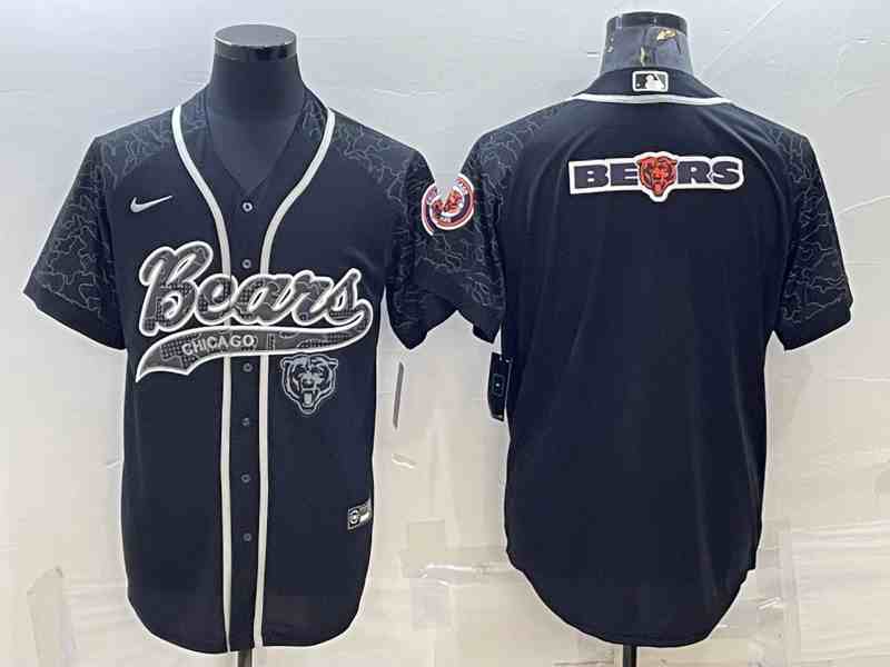 Men's Chicago Bears Black Gold Team Big Logo With Patch Cool Base Stitchy