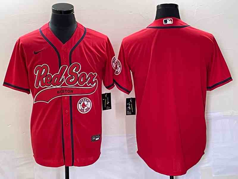 Men's Boston Red Sox Blank Red With Patch Cool Base Stitched Baseball Red Jersey1