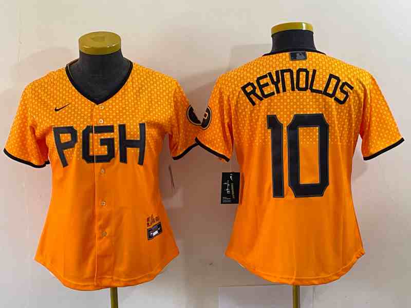 Women's Pittsburgh Pirates #10 Bryan Reynolds Yellowd 2023 City Connect Stitched Jersey