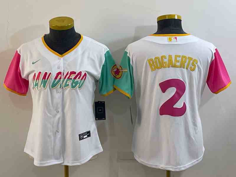 Women's San Diego Padres #2 Xander Bogaerts White 2022 City Connect Cool Base Stitched Jersey