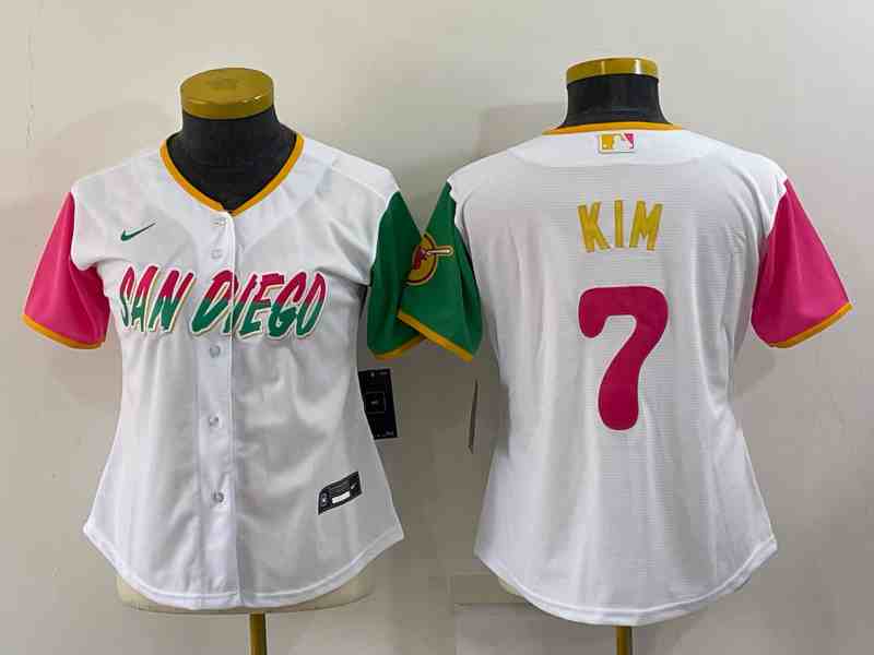 Women's San Diego Padres #7 Ha Seong Kim White 2022 City Connect Cool Base Stitched Jersey