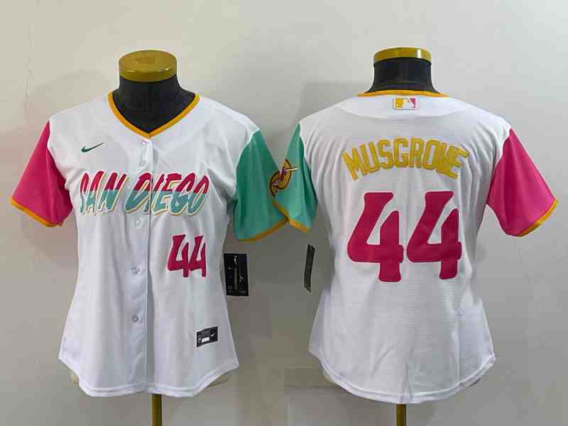 Youth San Diego Padres #44 Joe Musgrove White Number 2022 City Connect Cool Base Stitched Jersey