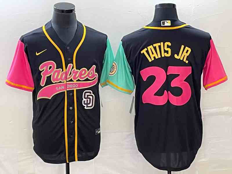 Men's San Diego Padres #23 Fernando Tatis Jr Black NEW 2023 City Connect Cool Base Stitched Jersey 1