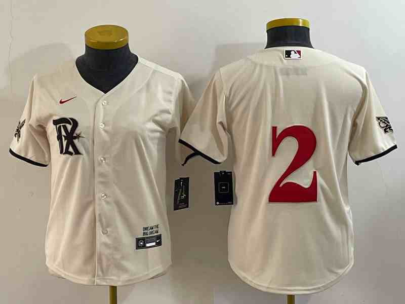 Youth Texas Rangers #2 Marcus Semien Cream 2023 City Connect Stitched Baseball Jersey