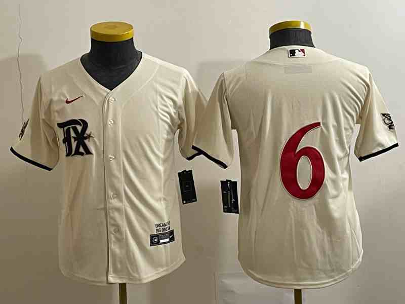 Women's Texas Rangers #6 Josh Jung Cream 2023 City Connect Flex Base Stitched Jersey1