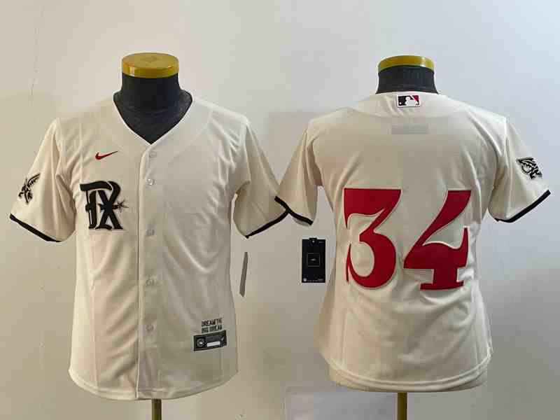 Women's  Texas Rangers #34 Nolan Ryan Number Cream 2023 City Connect Stitched Baseball Jersey1