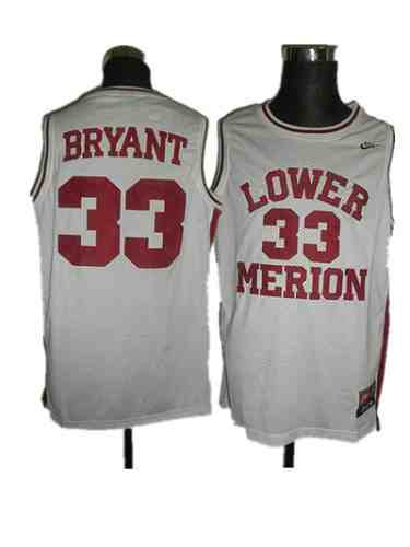Merion #33 Kobe Bryant White Basketball Embroidered NCAA Jersey
