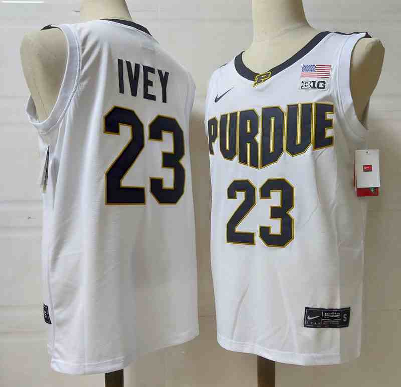 Men's NCAA Purdue Boilermakers 23 Jaden Ivey white  College Football Jersey
