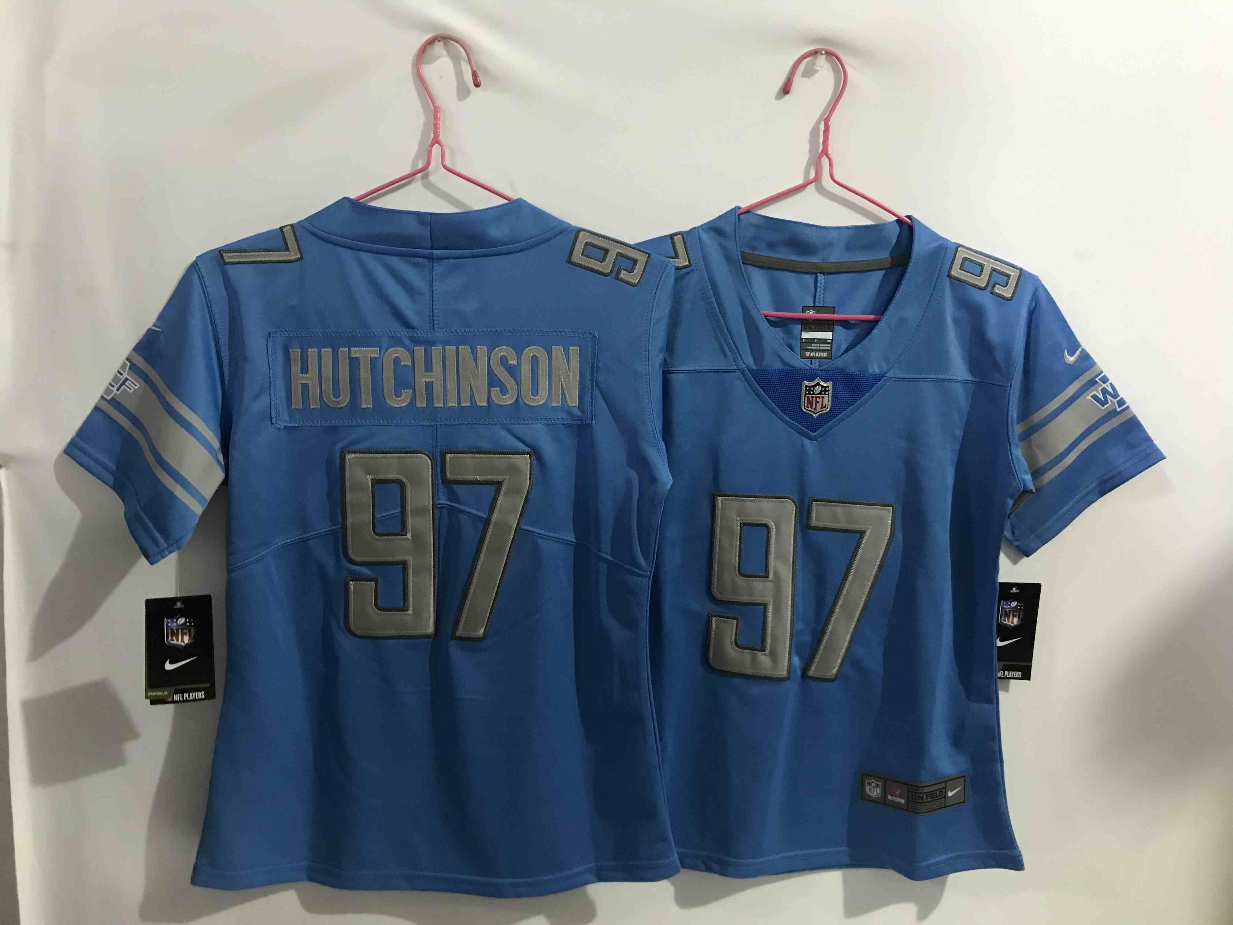 Women's Detroit Lions #97 Aidan Hutchinson Blue Vapor Limited Stitched Football Jersey