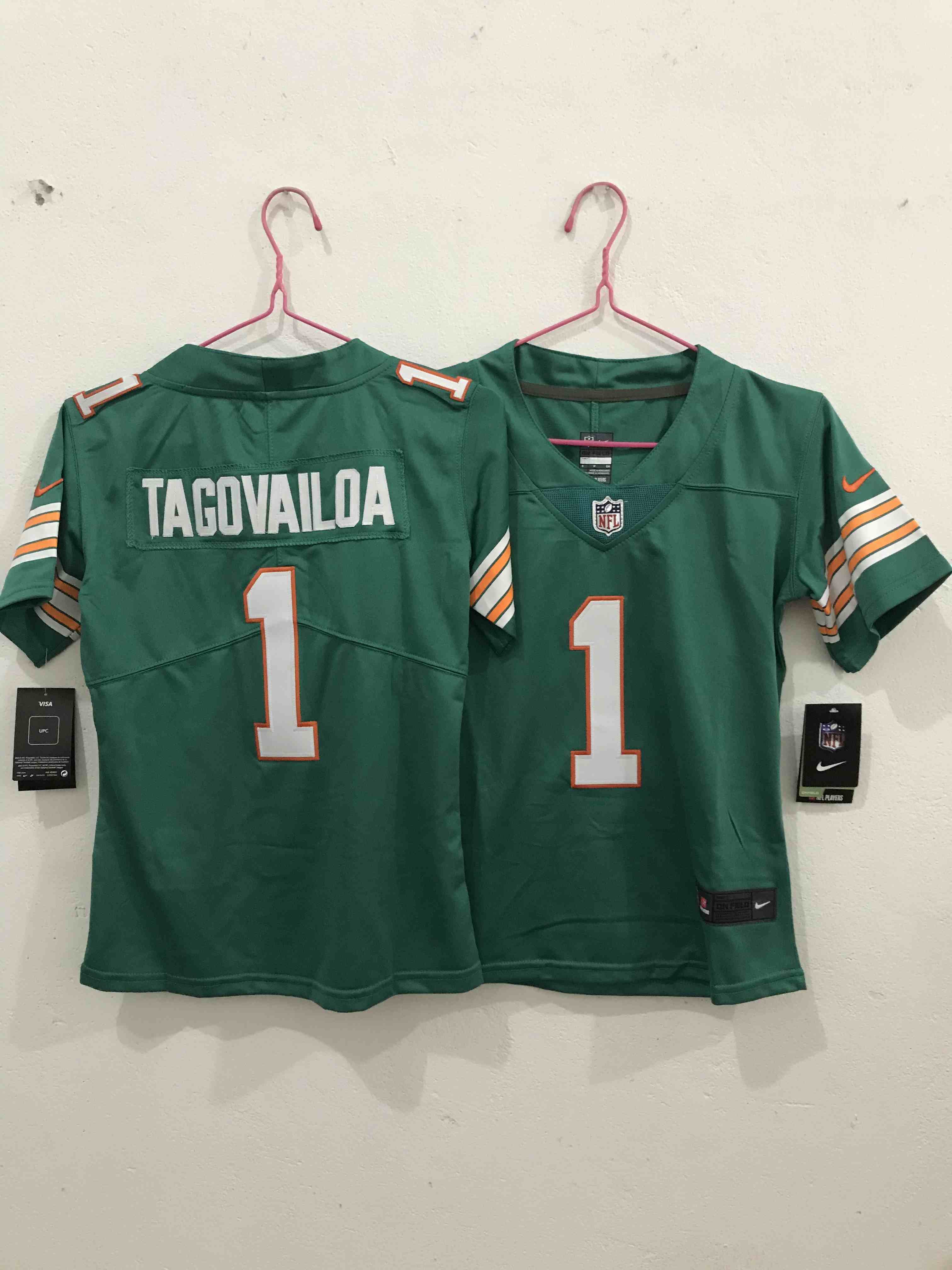 Women's Miami Dolphins #1 Tua Tagovailoa Aqua Color Rush Limited Stitched Jersey