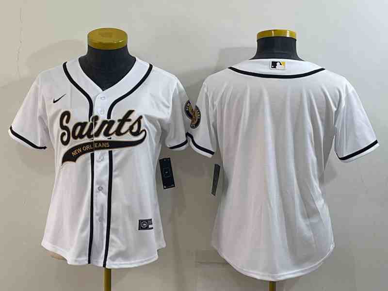 Youth  New Orleans Saints Blank White With Patch Cool Base Stitched Baseball Jersey