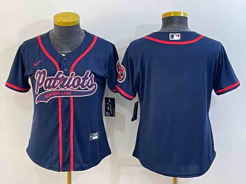 Youth  New England Patriots Blank Navy With Patch Cool Base Stitched Baseball Jersey