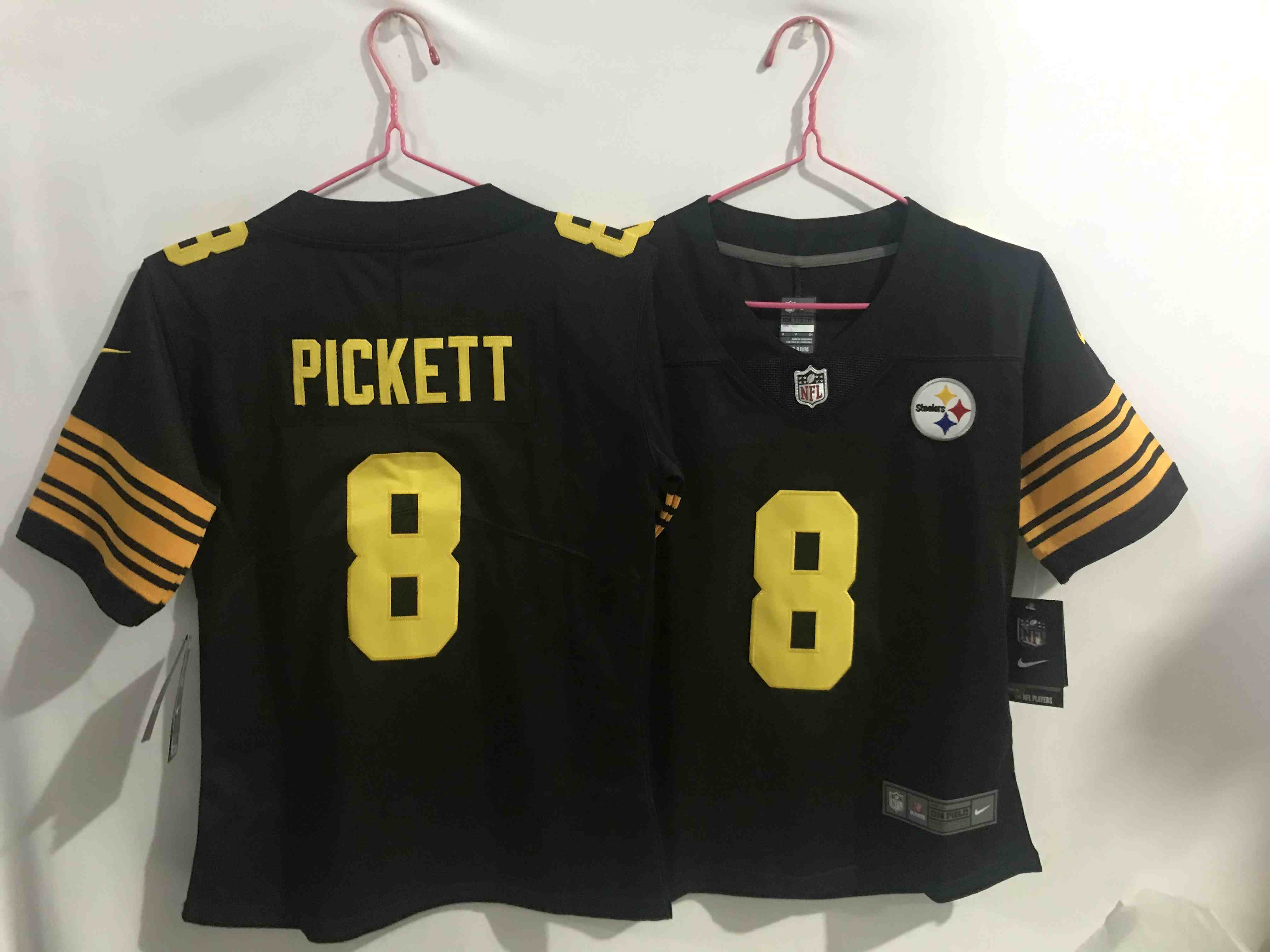 Women's Pittsburgh Steelers #8 Kenny Pickett Black Color Rush Limited Stitched Jersey