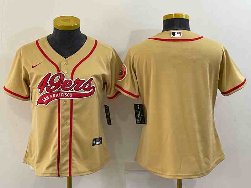 Women's San Francisco 49ers Blank Gold With Patch Cool Base Stitched Baseball Jersey
