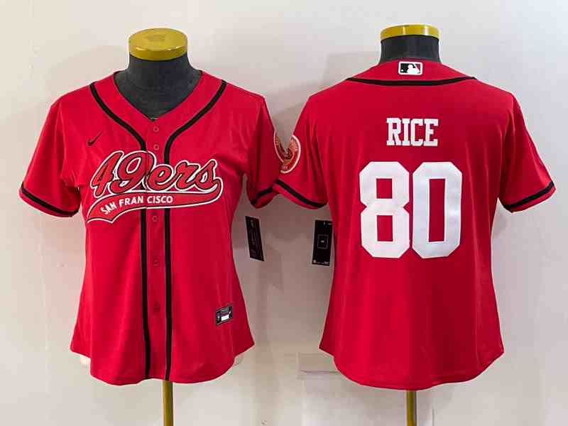 Youth San Francisco 49ers #80 Jerry Rice Red With Patch Cool Base Stitched Baseball Jersey (2)
