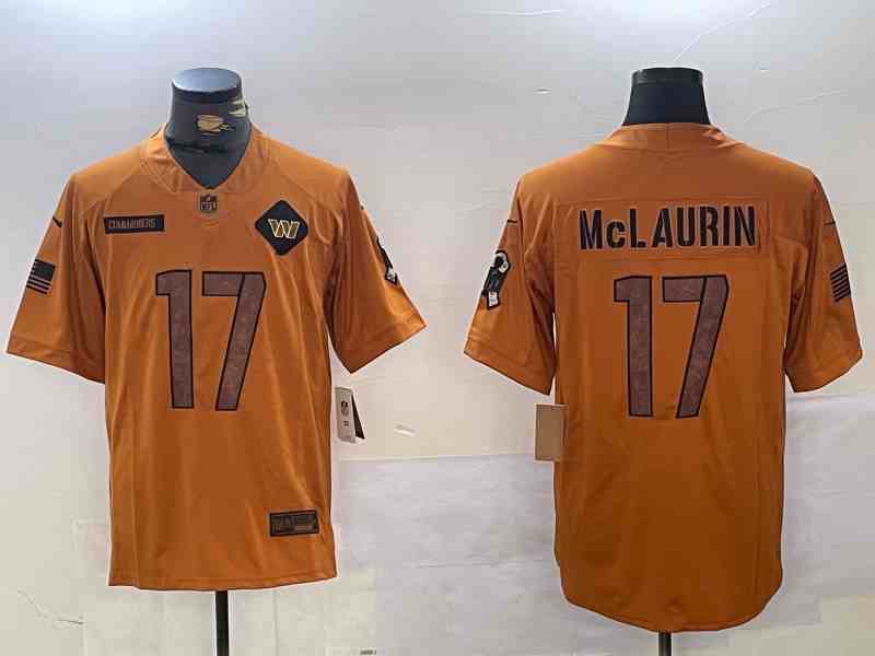 Men's Washington Commanders #17 Terry McLaurin Brown Salute To Service Limited Stitched Football Jersey