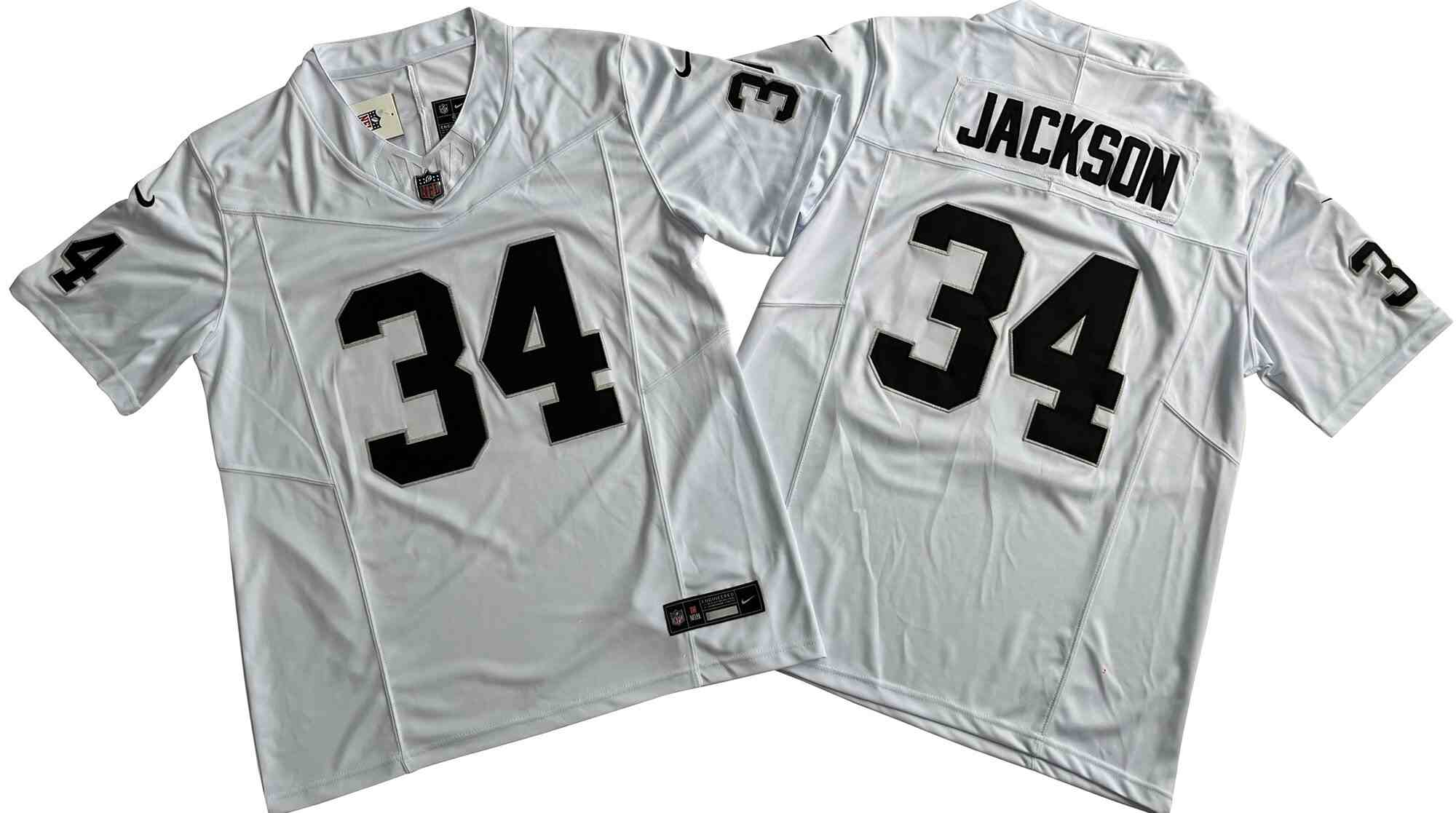 Men's Las Vegas Raiders #34 Bo Jackson White F.U.S.E Vapor Untouchable Stitched Football Jersey