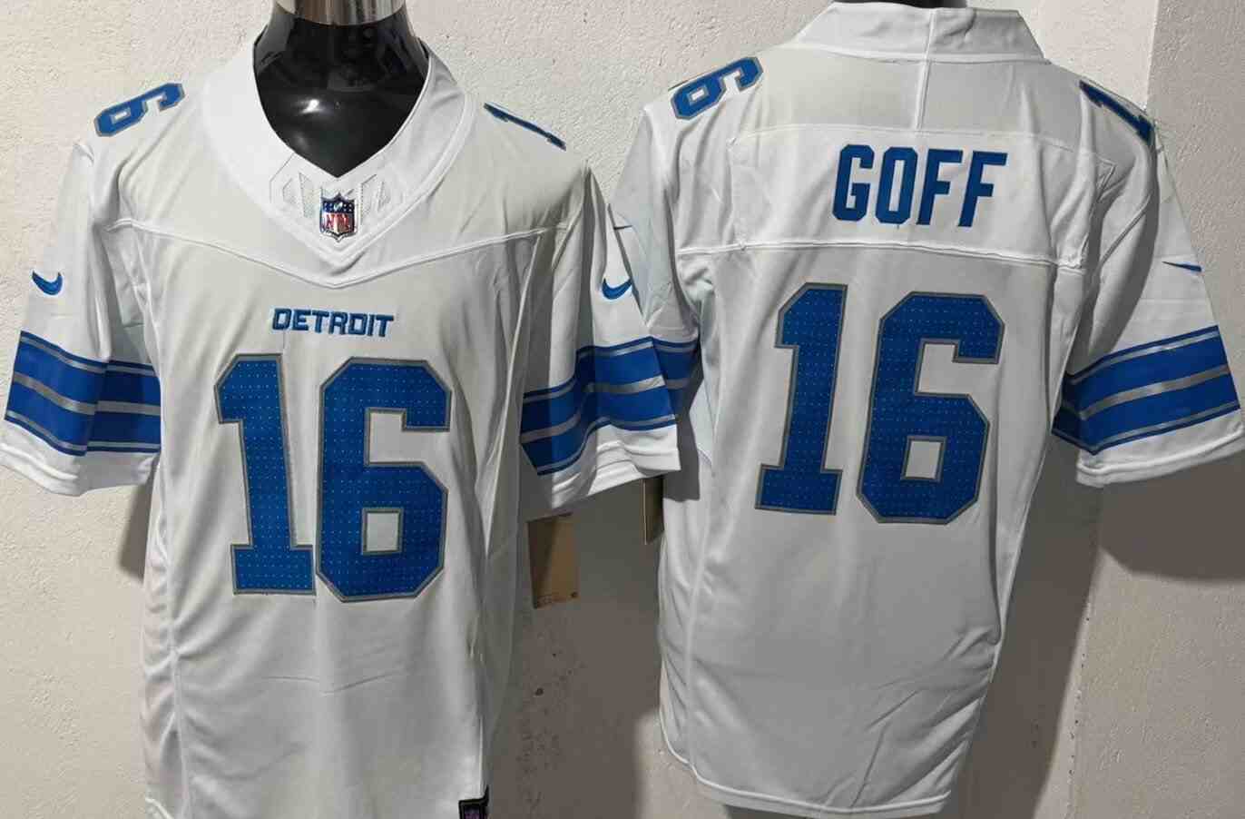 Men's Detroit Lions #16 Jared Goff White 2024 F.U.S.E. Vapor Limited Football Stitched Jersey