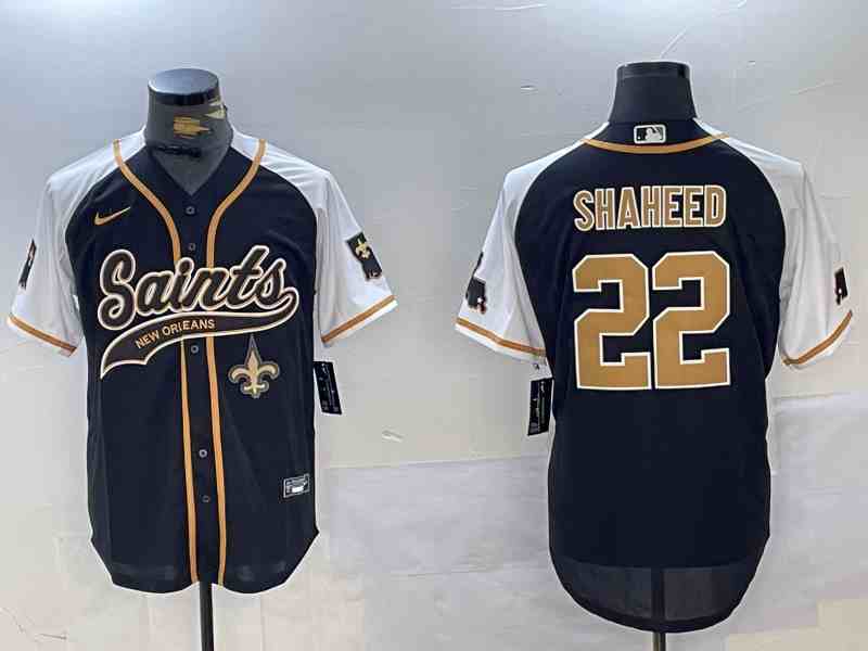 Men's New Orleans Saints #22 Rashid Shaheed BlackWhite 1987 Legacy Cool Base Stitched Button Jersey-2