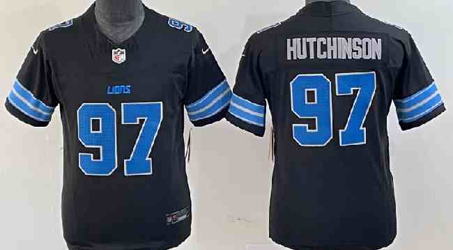 Youth Detroit Lions #97 Aidan Hutchinson Black  F.U.S.E.  Vapor Limited Stitched Jersey