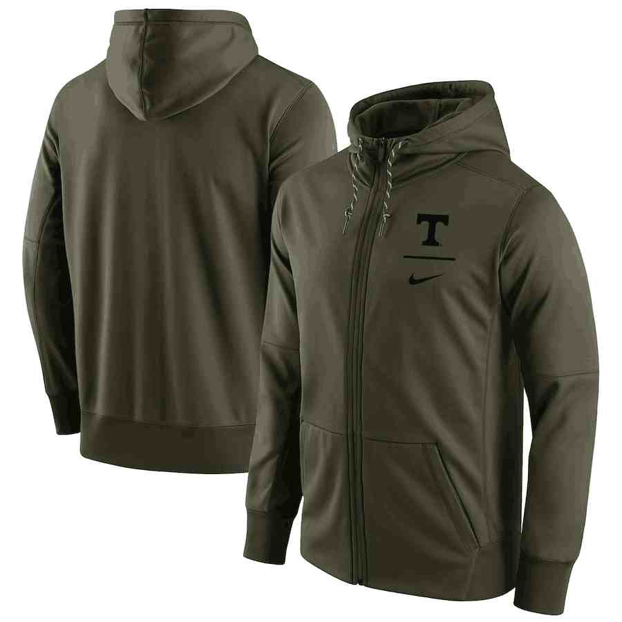 Men's Fanatics Branded Olive Tennessee Volunteers OHT Military appreciation stencil pullover hoodie